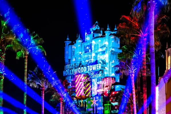 Orlando Florida Listopadu 2019 Barevné Projekce Hollywood Tower Hotel Hollywood — Stock fotografie