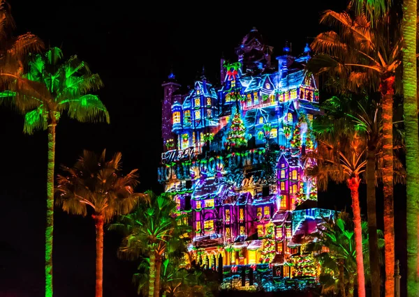 Orlando Florida Listopadu 2019 Barevné Projekce Hollywood Tower Hotel Hollywood — Stock fotografie