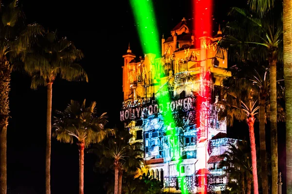 Orlando Florida Listopadu 2019 Barevné Projekce Hollywood Tower Hotel Hollywood — Stock fotografie