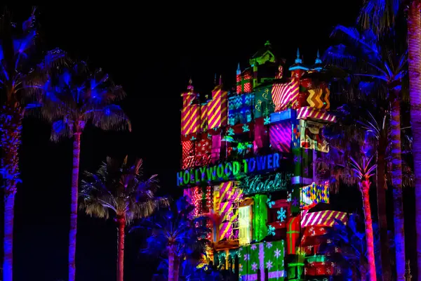 Orlando Florida Listopadu 2019 Barevné Projekce Hollywood Tower Hotel Hollywood — Stock fotografie