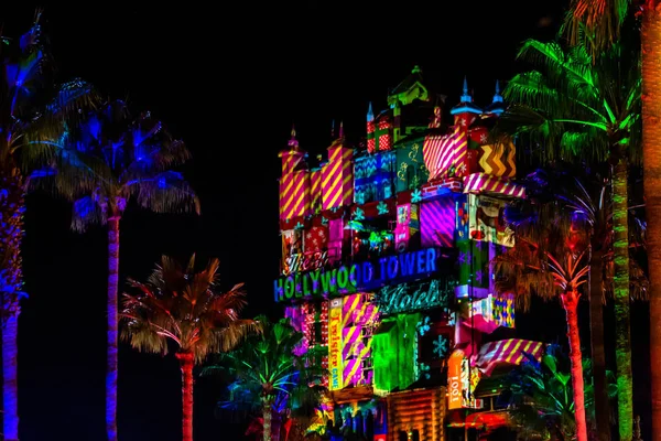 Orlando Florida November 2019 Colorful Projections Hollywood Tower Hotel Hollywood — ストック写真