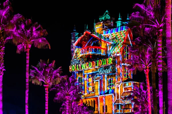 Orlando Florida Listopadu 2019 Barevné Projekce Hollywood Tower Hotel Hollywood — Stock fotografie