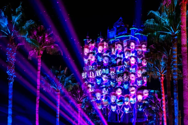 Orlando Florida November 2019 Colorful Projections Hollywood Tower Hotel Hollywood — Stock Photo, Image