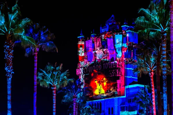 Orlando Florida November 2019 Colorful Projections Hollywood Tower Hotel Hollywood — ストック写真