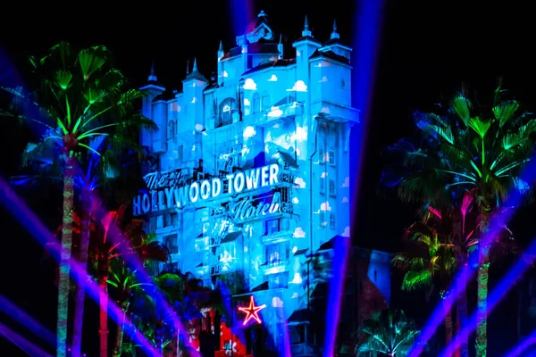 Orlando Florida November 2019 Colorful Projections Hollywood Tower Hotel Hollywood — 图库照片