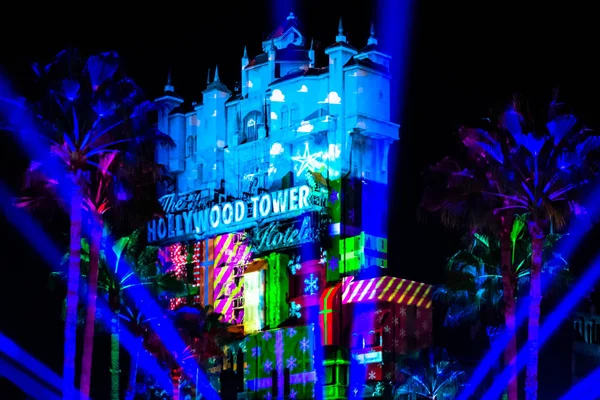 Orlando Florida Listopadu 2019 Barevné Projekce Hollywood Tower Hotel Hollywood — Stock fotografie