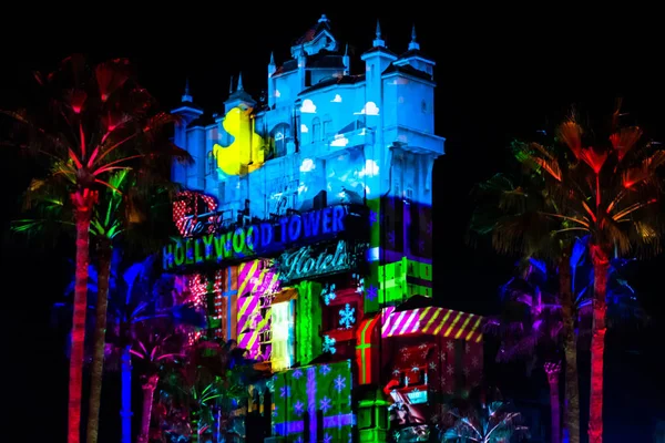 Orlando Florida Noviembre 2019 Proyecciones Coloridas Hollywood Tower Hotel Hollywood —  Fotos de Stock