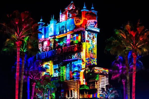 Orlando Florida Noviembre 2019 Proyecciones Coloridas Sobre Hollywood Tower Hotel —  Fotos de Stock