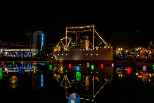 Orlando Florida Novembro 2019 Decorações Natal Echo Lake Hollywood Studios — Fotografia de Stock