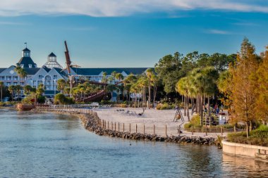 Orlando, Florida. 18 Aralık. 2019. Buena Gölü Vista bölgesindeki Disney Boardwalk Resort 'un panoramik görüntüsü (49).