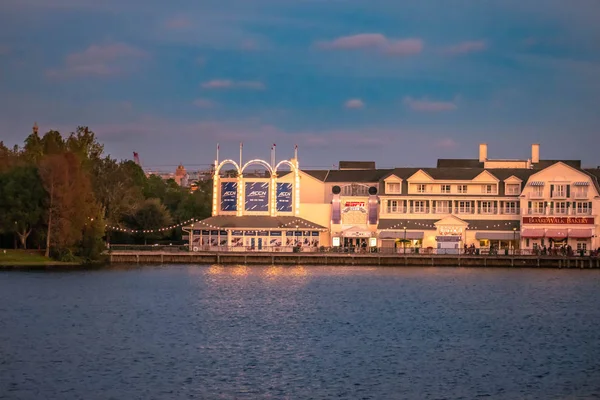 Orlando Florida Dezembro 2019 Vista Parcial Doca Colorida Fundo Pôr — Fotografia de Stock