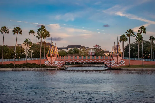 Orlando Florida Dezember 2019 Bunte Brücke See Buena Vista Area — Stockfoto