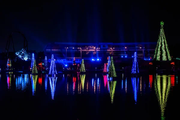 Orlando Florida Dezembro 2019 Mar Iluminado Colorido Árvores Natal Vista — Fotografia de Stock