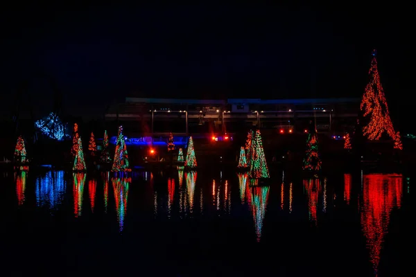 Orlando Florida December 2019 Verlichte Kleurrijke Zee Van Kerstbomen Gedeeltelijk — Stockfoto