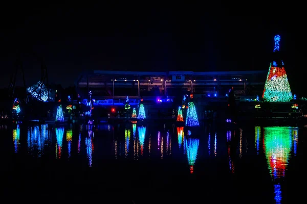 Orlando Florida December 2019 Illuminated Colorful Sea Christmas Trees Partial — Stock Photo, Image