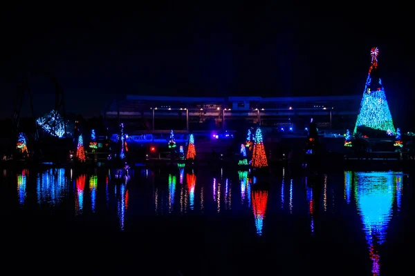 Orlando Florida Diciembre 2019 Mar Árboles Navidad Iluminado Colorido Vista —  Fotos de Stock