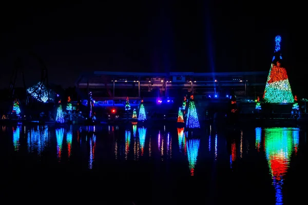 Orlando Florida Diciembre 2019 Mar Árboles Navidad Iluminado Colorido Vista — Foto de Stock