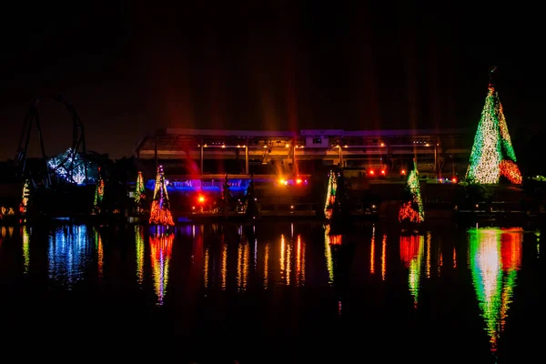 Orlando Florida Dezembro 2019 Mar Iluminado Colorido Árvores Natal Vista — Fotografia de Stock