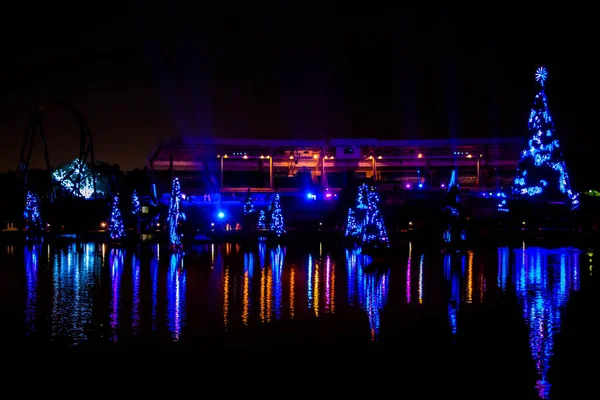 Orlando Florida Dezembro 2019 Mar Iluminado Colorido Árvores Natal Vista — Fotografia de Stock