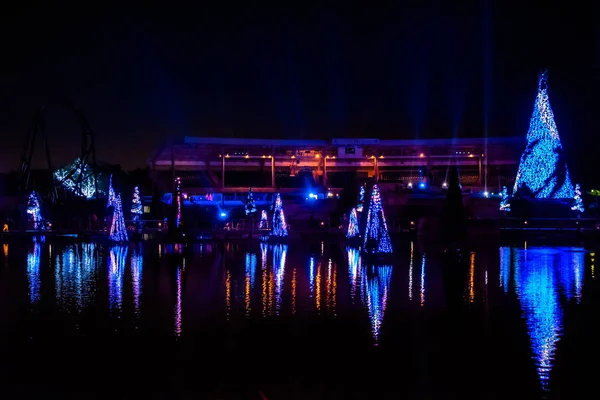 Orlando Florida Dezember 2019 Beleuchtetes Und Farbenfrohes Meer Von Weihnachtsbäumen — Stockfoto