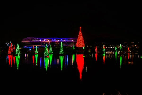 Orlando Florida Dezember 2019 Beleuchtete Weihnachtsbäume Bei Seaworld — Stockfoto
