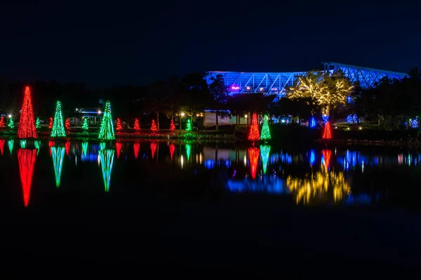 Orlando Florida December 2019 Belysta Julgranar Vid Seaworld — Stockfoto