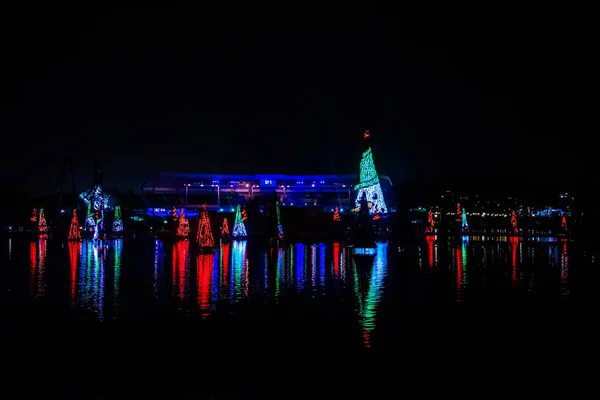 Orlando Florida December 2019 Illuminated Colorful Sea Christmas Trees Partial — Stock Photo, Image