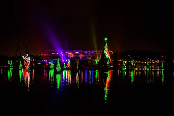 Orlando Florida Diciembre 2019 Mar Iluminado Colorido Árboles Navidad Con —  Fotos de Stock