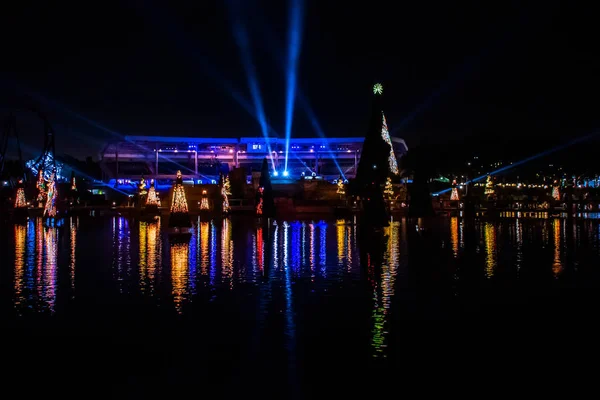 Orlando Florida Diciembre 2019 Mar Iluminado Colorido Árboles Navidad Con — Foto de Stock