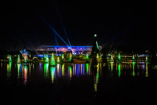 Orlando Florida Diciembre 2019 Mar Iluminado Colorido Árboles Navidad Con —  Fotos de Stock