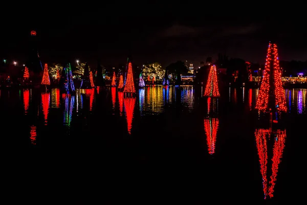 Orlando Florida Dezembro 2019 Mar Iluminado Colorido Árvores Natal Seaworld — Fotografia de Stock