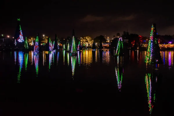 Orlando Florida December 2019 Upplysta Och Färgglada Hav Julgranar Seaworld — Stockfoto