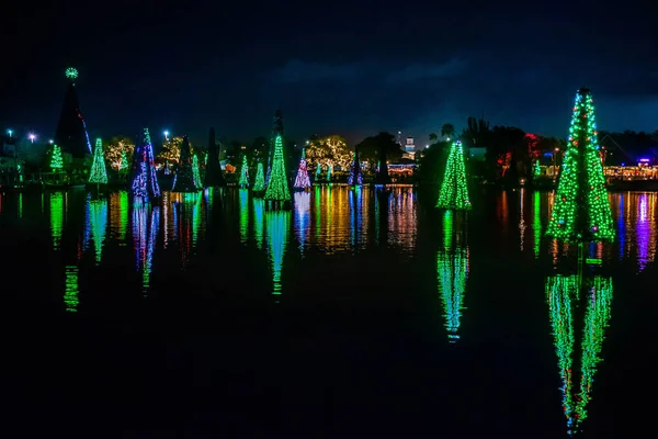 Orlando Florida December 2019 Upplysta Och Färgglada Hav Julgranar Seaworld — Stockfoto