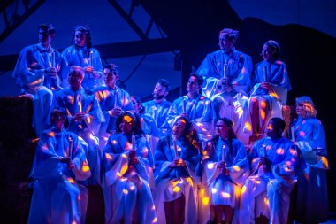 Orlando, Florida. December 30, 2019. O Wondrous Night Show is a greatest story with carols, puppets and live animals.at Seaworld (158).