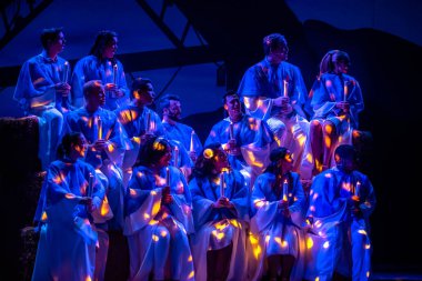 Orlando, Florida. December 30, 2019. O Wondrous Night Show is a greatest story with carols, puppets and live animals.at Seaworld (159).