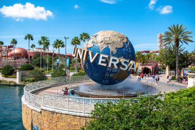 Orlando, Florida. March 15, 2020. World sphere at Universal Studios clipart