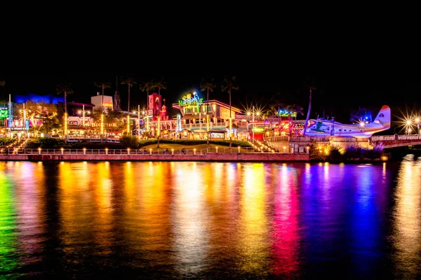 Orlando Florydzie Lutego 2020 Panoramiczny Widok Oświetlony Port Citywalk Rejonie — Zdjęcie stockowe