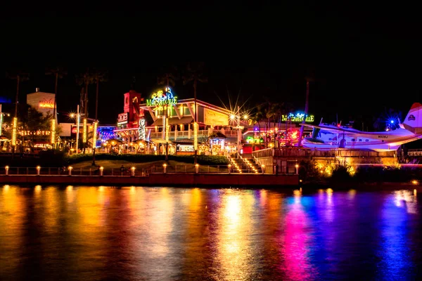 Orlando Florida Februar 2020 Panoramablick Auf Die Beleuchtete Hafenpromenade Des — Stockfoto