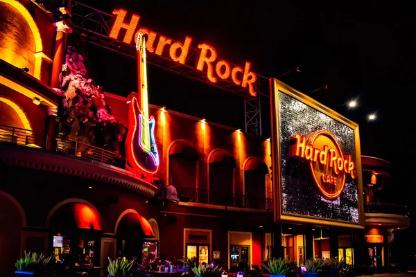 Orlando Florida Února2020 Dílčí Pohled Osvětlenou Pestrou Hard Rock Cafe — Stock fotografie