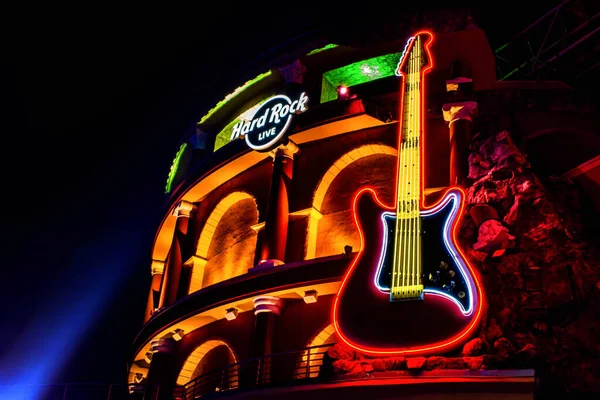 Orlando Florida Febbraio 2020 Vista Parziale Illuminato Colorato Hard Rock — Foto Stock