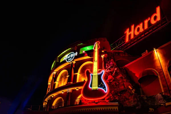 Orlando Florida Febbraio 2020 Vista Parziale Illuminato Colorato Hard Rock — Foto Stock