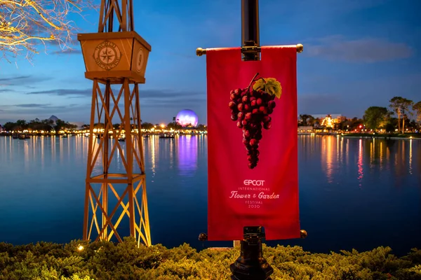 Orlando Florida March 2020 International Flower Gardens Festival Sign Epcot — Stock Photo, Image