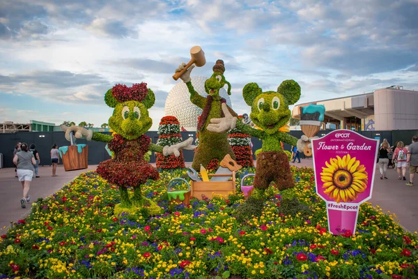 Orlando Florida March 2020 Mickey Minnie Topiaries Flower Gardens Festival — Stock Photo, Image