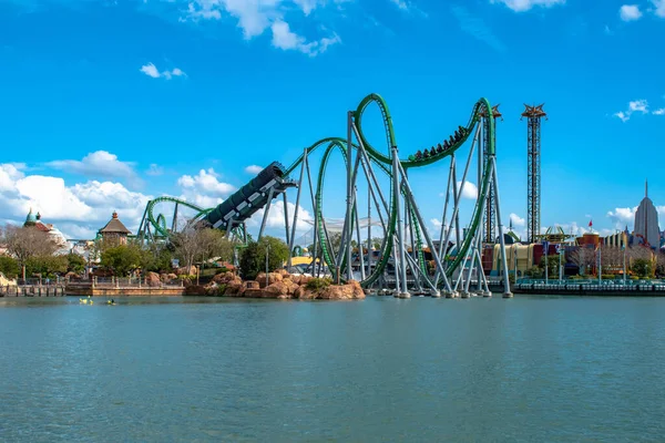 Orlando Florida March 2019 People Enjoying Incredible Hulk Coaster Universals — Stock Photo, Image