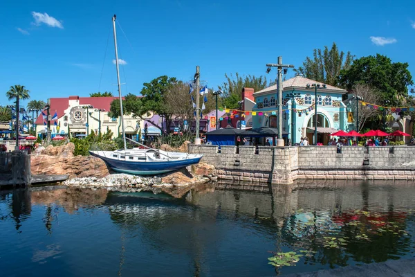 Orlando Florida March 2020 Panoramic View Colorful Dockside Sailboat Seaworld — Stock Photo, Image