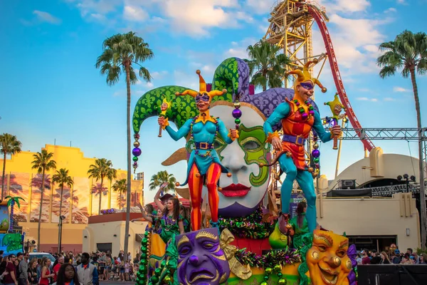 Orlando Florida March 2020 Harlequin Float Mardi Gras Parade Universal — Stock Photo, Image