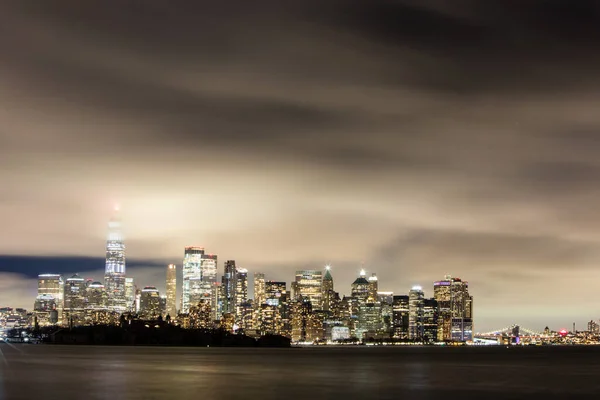 Foggy New York City night landscape