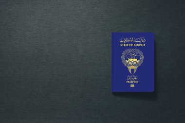 Fotokopi alanı ile koyu arkaplanda Kuveyt Pasaportu - 3d Görüntü