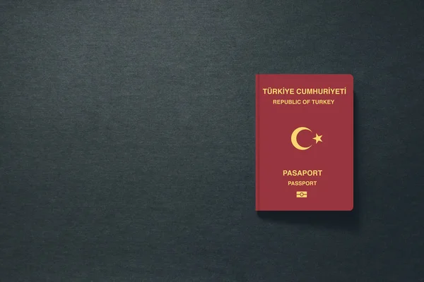 Τουρκία Διαβατήριο σε σκούρο φόντο με αντίγραφο χώρου - 3d Εικονογράφηση — Φωτογραφία Αρχείου