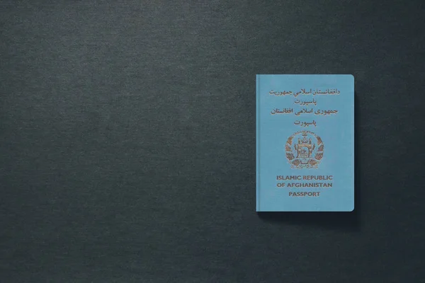 Afghanistan Paspoort op donkere achtergrond met kopieerruimte - 3d Illustratie — Stockfoto